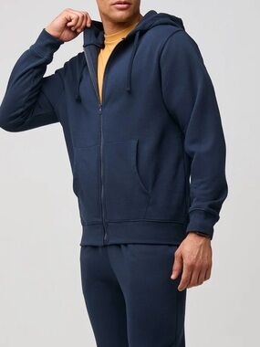 Men's Zip-Up Hooded Sweatshirt in Navy